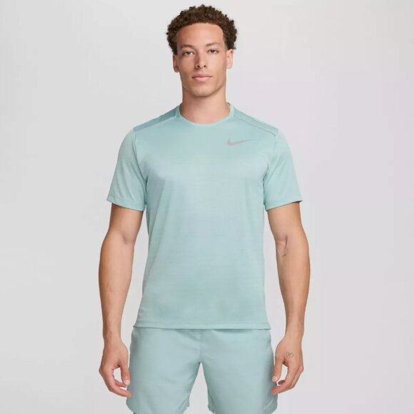 Nike Dri-FIT Miler Men's Short Sleeve Running Training Gym Shirt Top Green XL - Picture 1 of 4